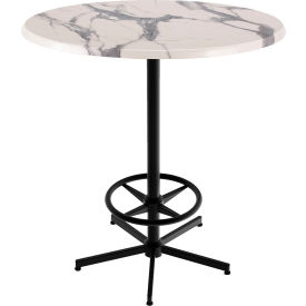 Enduro Outdoor Table, 5 Prong Base, 36" Diameter x 42" Height, White Marble Top