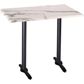 Enduro Outdoor Table, End Base, 48"W x 30"D x 42"H, White Marble Top