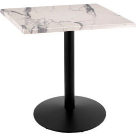 Enduro Outdoor Table, Disc Base, 30"W x 30"D x 36"H, White Marble Top