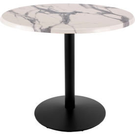 Enduro Outdoor Table, Disc Base, 36" Diameter x 36" Height, White Marble Top