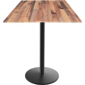 EuroSlim Outdoor Table, Disc Base, 36"W x 36"D x 36"H, Rustic Top