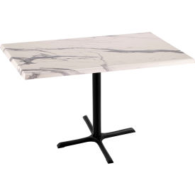 OD211 Enduro Outdoor Table, X-Base, 48"W x 30"D x 36"H, White Marble Top