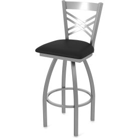 Catalina Stainless Steel 25" Swivel Outdoor Counter Stool, Breeze Black Seat