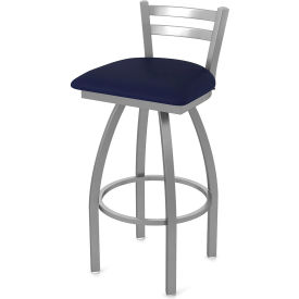 Adeline Stainless Steel 30" Swivel Outdoor Bar Stool, Breeze Sapphire Seat