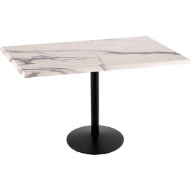 Outdoor Table, Disc Base, 48"W x 30"D x 36"H, White Marble Top