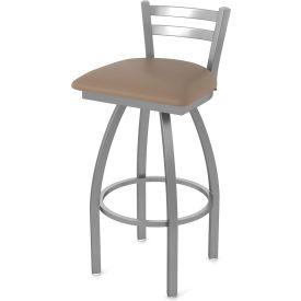 Adeline Stainless Steel 30" Swivel Outdoor Bar Stool, Breeze Farro Seat