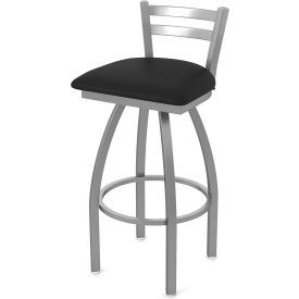 Adeline Stainless Steel 30" Swivel Outdoor Bar Stool, Breeze Black Seat