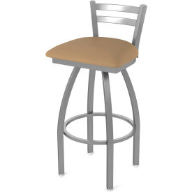 Adeline Stainless Steel 30" Swivel Outdoor Bar Stool, Breeze Champagne Seat