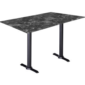 EuroSlim Outdoor Table, End Base, 48"W x 30"D x 36"H, Black Marble Top