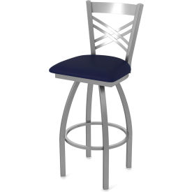 Outdoor Bar Stool, Swivel, Stainless Steel, 30", Breeze Sapphire Seat