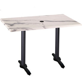 Enduro Outdoor Table, 48"W x 30"D x 36"H, White Marble Umbrella Hole Top