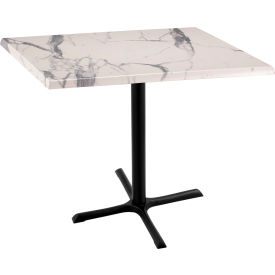 Enduro Outdoor Table, X-Base, 36"W x 36"D x 36"H, White Marble Top