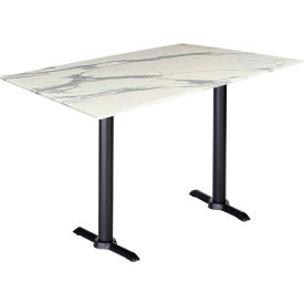EuroSlim Outdoor Table, End Base, 48"W x 30"D x 36"H, White Marble Top
