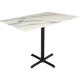 EuroSlim Outdoor Table, X-Base, 48"W x 32"D x 36"H, White Marble Top
