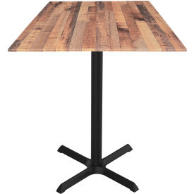 EuroSlim Outdoor Table, X-Base, 36"W x 36"D x 36"H, Rustic Top