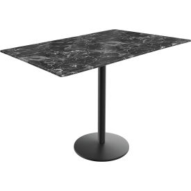 Outdoor Table, Disc Base, 48"W x 32"D x 36"H, Black Marble Top