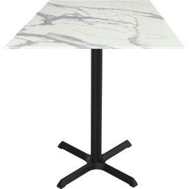EuroSlim Outdoor Table, X-Base, 36"W x 36"D x 36"H, White Marble Top