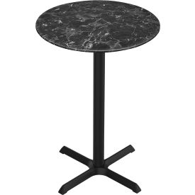 EuroSlim Outdoor Table, X-Base, 36" Diameter x 36" Height, Black Marble Top