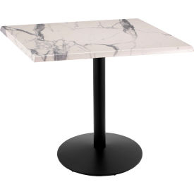 Enduro Outdoor Table, Disc Base, 36"W x 36"D x 36"H, White Marble Top