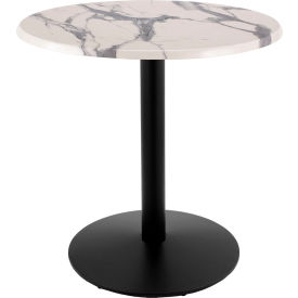 Enduro Outdoor Table, Disc Base, 30" Dia. x 36"H, White Marble Top