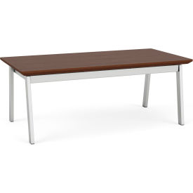 Newport Reception Coffee Table, 40"L x 40"W x 16"H, Silver Frame, Riftwood Walnut