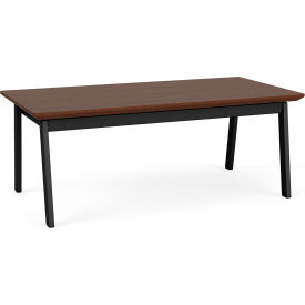 Reception Coffee Table, 40"L x 40"W x 16"H, Black Frame, Riftwood Walnut