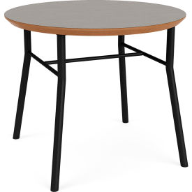 Chat Reception End Table, 24" x 24", Black Frame, Sarum Twill Top