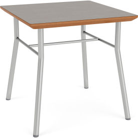 Chat Reception End Table, 20" x 20", Silver Frame, Sarum Twill Top