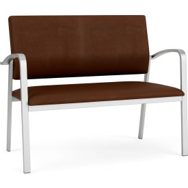 Newport Reception Loveseat, Silver Frame, Patriot Plus Mocha Vinyl