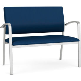 Newport Reception Loveseat, Silver Frame, Patriot Plus Imperial Blue Vinyl