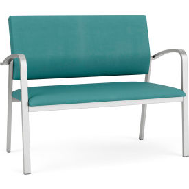 Newport Reception Loveseat, Silver Frame, Patriot Plus Sea Vinyl