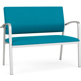 Newport Reception Loveseat, Silver Frame, Waterfall Fabric