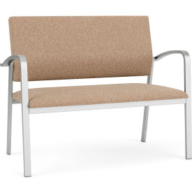 Newport Reception Loveseat, Silver Frame, Connelly Wren Fabric