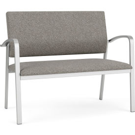 Newport Reception Loveseat, Silver Frame, Connelly Dove Fabric