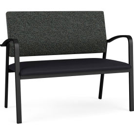 Newport Loveseat, Black Frame, Connelly Crow Fabric Back, Patriot Plus Black Vinyl Seat