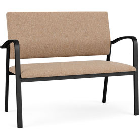 Newport Reception Loveseat, Black Frame, Connelly Wren Fabric