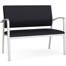 Newport Reception Loveseat, Silver Frame, Patriot Plus Black Vinyl