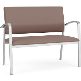 Newport Reception Loveseat, Silver Frame, Open House Goose Fabric