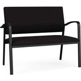 Newport Reception Loveseat, Black Frame, Open House Black Fabric