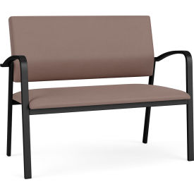 Newport Reception Loveseat, Black Frame, Goose Fabric