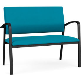 Newport Reception Loveseat, Black Frame, Waterfall Fabric