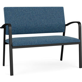 Newport Reception Loveseat, Black Frame, Connelly Blue Jay Fabric