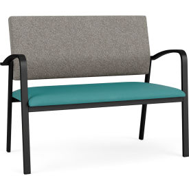 Newport Reception Loveseat, Black Frame, Connelly Dove Back, Patriot Plus Sea Vinyl Seat