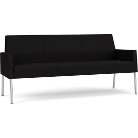 Mystic Lounge Reception Sofa, Silver Frame, Open House Black Fabric
