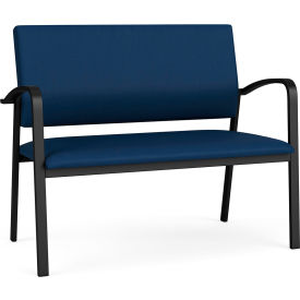 Newport Reception Loveseat, Black Frame, Imperial Blue Vinyl