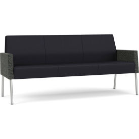 Mystic Lounge Reception Sofa, Silver Frame, Patriot Plus Black Vinyl Back & Seat