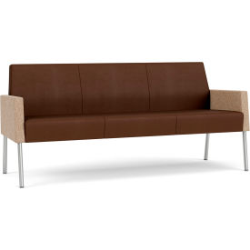 Mystic Lounge Reception Sofa, Silver Frame, Patriot Plus Mocha Vinyl Back & Seat
