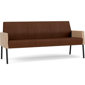 Lesro Mystic Lounge Reception Sofa, Black Frame, Patriot Plus Mocha Vinyl Back & Seat
