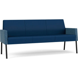 Mystic Lounge Reception Sofa, Black Frame, Imperial Blue Vinyl Back & Seat