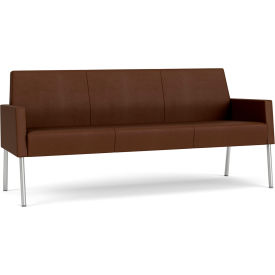 Lesro Mystic Lounge Reception Sofa, Silver Frame, Patriot Plus Mocha Vinyl